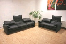 Cassina Maralunga 3er + 2er Sofa Leder Design Vico Magistretti sede italia 