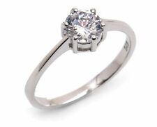 Echter 925/.Silber Cocktail Ring Massiv Zirkone Solitär Verlobung Statement