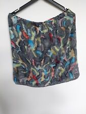 kurzer Seidenrock, Crepe de Chine , 100%Seide, handbemalt, Dehnbund bis 56cm