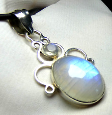 ?? Regenbogen Mondstein 925 Silber Anhänger ? Intensiver Blauschimmer ?