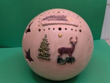 Windlicht "Magische Weihnachten" -Keramikkugel mit weihnachtlichen Motiven 19 cm
