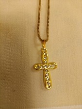 Kette, Halskette mit Kreuz, Glitzersteine, glänzendes Kreuz, Modeschmuck