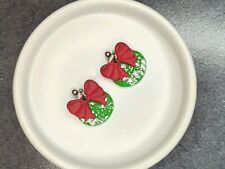 Ohrringe Weihnachtskugeln Mit Roten Schleifen, Mit Silbernen Glitzern, DIY