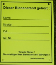 Schild f. Bienenstand