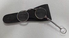 Altes Lorgnon Lorgnette Stielbrille Gepunzt 835 um 1880 mit Etui 