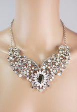 Bijou Brigitte Senso di Donna Kristall Collier Kette grün silber Statement Prinz