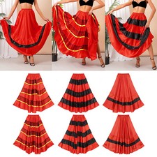 Roter Schwarzer Spanischer Stierkampf Rock der Frauen Bauchtanz Flamenco Kostüm