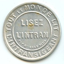 Briefmarke Münze Paris Lesen Sie L'Intransigeant 10 Cent Rot