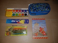 Federmäppchen Faber Castell Stifte,FARBKASTEN, PINSEL, HAUSAUFGABENHEFT SCHULE