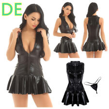 DE~Damen Sexy Wetlook Leder