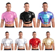 Herren T-Shirt Tanz Crop Top Metallic Tank Festival Tanzbekleidung Musik Mode