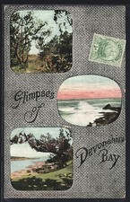 Devonshire Bay, Felsenküste und Flusspartie, Ansichtskarte 