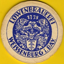 Bierdeckel, Löwenbrauerei, Weissenburg, Filz