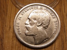 Alte Silbermünze 1 Krone 1875 Schweden - Norwegen. SELTEN !