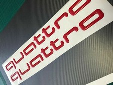 Audi Quattro Aufkleber Aufkleber Vinyl 380mm Tür, Karosserie Aufkleber ROT Gel