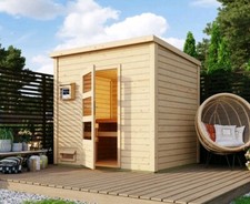 Saunahaus Gartensauna Außensauna Pepe 2 38mm Holz naturbelassen Karibu