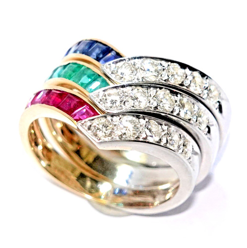 Ring gold saphir rubin diam - gold,