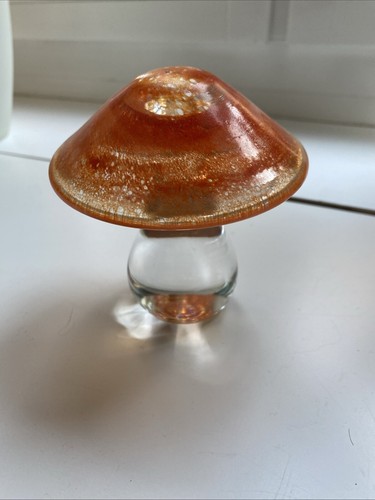 Pilz aus glas - deko,, orange