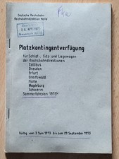 Deutsche Reichsbahn Platzkontingentverfügung Sommerfahrplan 1973 versch. Direkt.