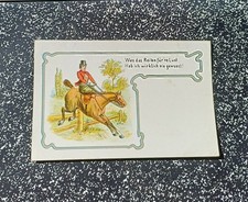Vintage Alte Postkarte Frau mit Pferd Hindernis