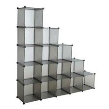 Regalsystem Würfelregal Steckregal 15 Fächer Stufenregal DIY Regal Kunststoff