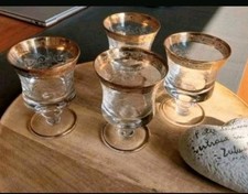 Murano Medici 4 Weingläser im Set Goldrand  Weinkelch Vintage Weinglas