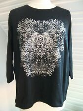 Mark Adam - angenehmes,modernes Shirt m. Motiv u. Glitzer,3/4Arm Gr.44 neu