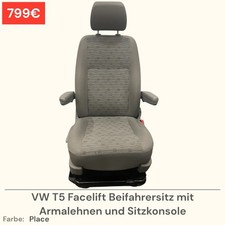 VW T5 T6 T6.1 Transporter Beifahrersitz mit Armlehnen und Sitzkonsole Sitz Place