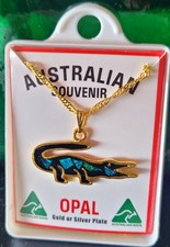 Krokodilanhänger*Opal*Kette*Australien*in OVP*gold plated*vergoldet
