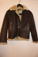 Replay Sons Shearling Sherpa Jacke Größe S braun Schaf Fell Leder gefüttert
