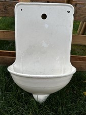 Alter Vintage Emaille Garten Terrassen Wand Spülstein Waschbecken weiß