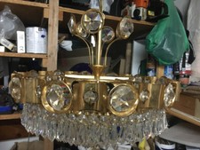 Kronleuchter Kristall Stufenlüster Hängelampe shabby Messing gross