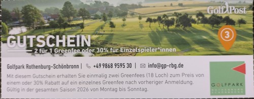 Greenfee gutschein 1 - greenfee, 2:1