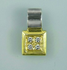 Anhänger, Goldanhänger, 4 Diamanten in bicolor Gold 585/ooo