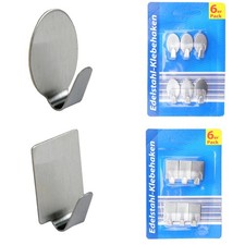 6x Klebehaken Edelstahl