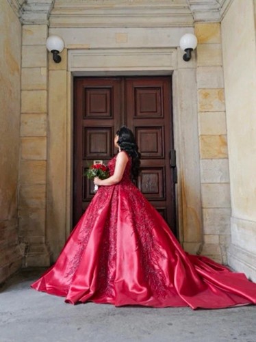 Rotes brautkleid ballkleid - brautkleid,