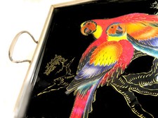 ART DECO TABLETT Papagei HOLZ