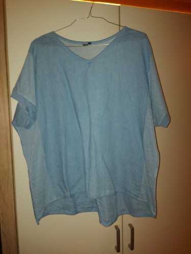Leinen bluse hellblau mit - leinen, v