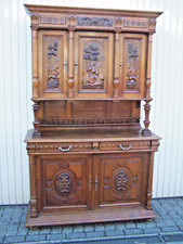 Eiche  Buffet / Küchenschrank mit Jagd Motiv Hund