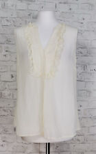 H&M Damen ärmellos Bluse 100% Seide elfenbein Größe 40 412-1554