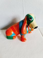 Handbemalte Hunde Figur Bloodhound Vintage Selten Sammlerstück 