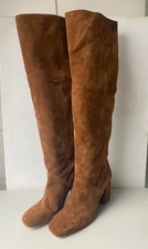 Zara Overknee Slouch Stiefel Carre Form Braun Cognac Wildleder ohne RV 38 neu