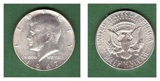 CH 94 :  1/2 Dollar, 1967, (S), vz, Gr. Staatssiegel, RS: J.F. Kennedy, USA
