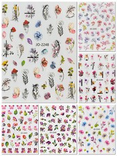 Nail Art Nagelsticker selbstklebend Tattoo Blume Glitzer Silber 0203