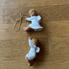2 Singer Jullar Engel  hängend 2er Set Engel für Fenster Tannenbaum handbemalt 
