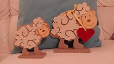 Dekofigur Schafe Lamm Osterdeko Dekoration Figuren Holz und Filz süß 20 cm NEU