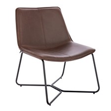 B-Ware SVITA RON Loungesessel Cocktailsessel Clubsessel Metall Leder-Optik Braun