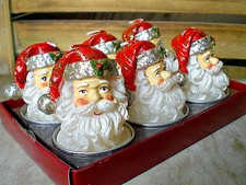 ❀ 6 x Nikolaus Kopf Teelicht Santa Claus Weihnachtsmann Teelichter Kerze 3D #16A