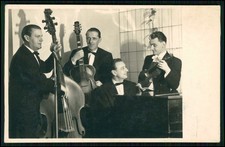 Foto Tanzkapelle Musiker Kontrabass Gitarre Klavier Geige Jazzband 1950er Jahre