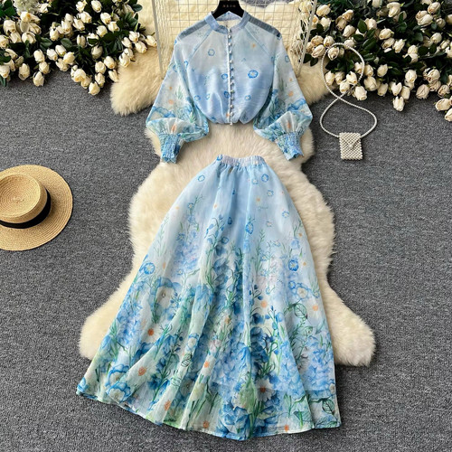 Damen outfit set teilig blau - outfit-set,